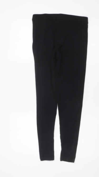 Marks and Spencer Womens Black Size 10 Regular Cotton Leggings