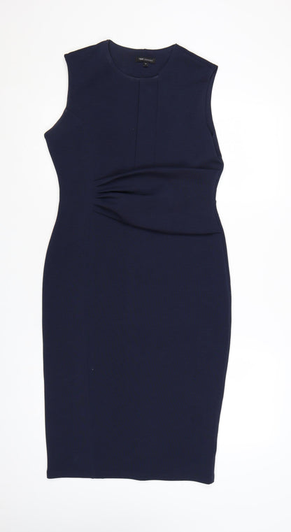 Next Women Blue Size 10 Sheath Ruched Knee Length Sleeveless Dress