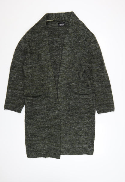 Zara Women Green Knit Open Long Sleeve Cardigan M