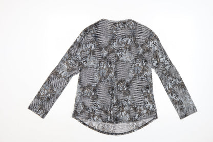 Simon Jeffrey Women's Grey Zip Front Long Sleeve Blouse Size 10