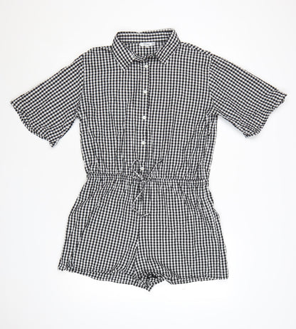 Esmée Women's Black Gingham Cotton Short Sleeve Playsuit UK 12
