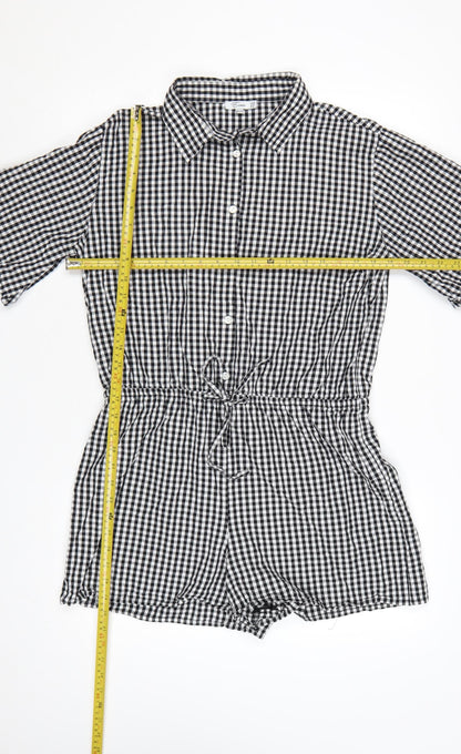 Esmée Women's Black Gingham Cotton Short Sleeve Playsuit UK 12