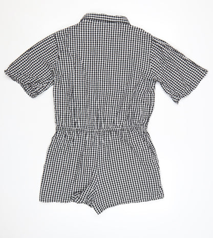 Esmée Women's Black Gingham Cotton Short Sleeve Playsuit UK 12