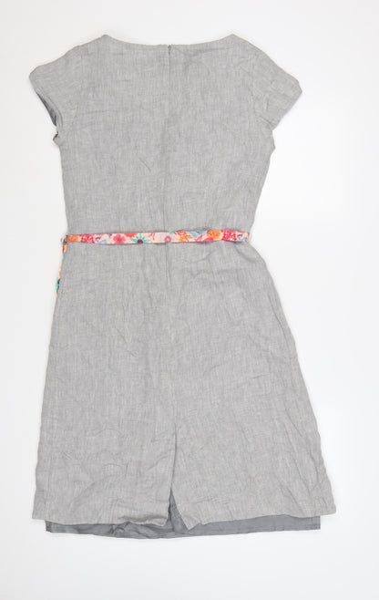 Laura Ashley Women's Grey Linen Fit & Flare Knee Length Dress Size 10