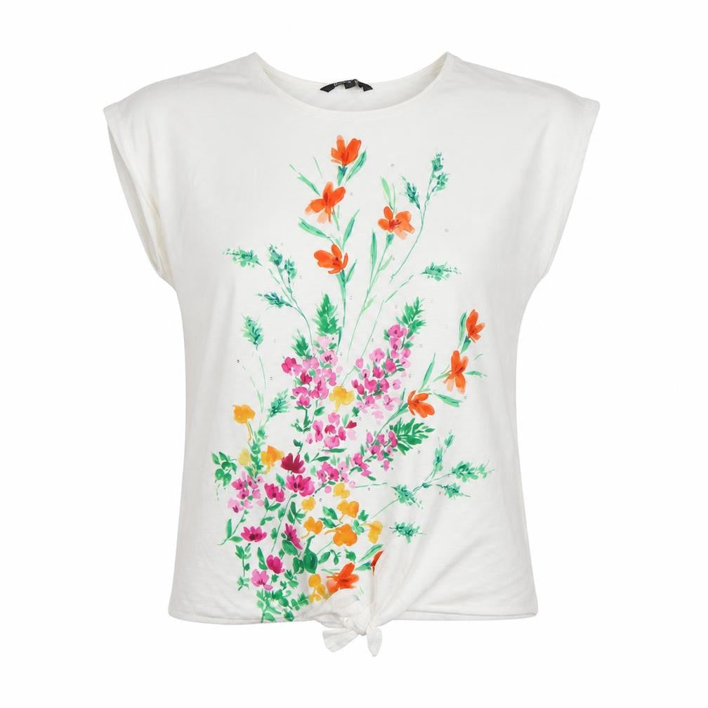 Bonmarché Women's White Floral Print Short Sleeve T-Shirt Size 12