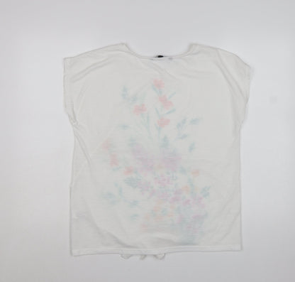 Bonmarché Women's White Floral Print Short Sleeve T-Shirt Size 12