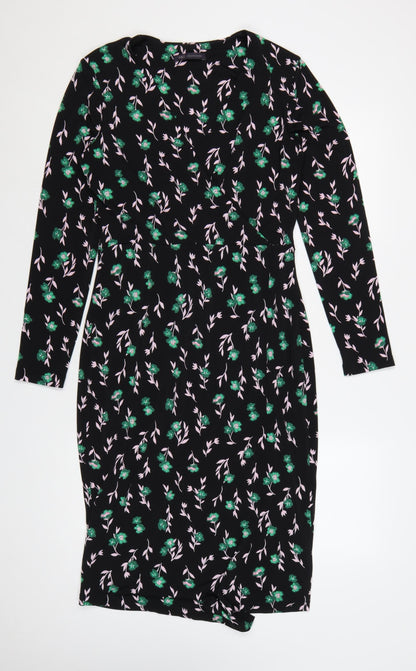 Marks and Spencer Womens Black Floral Bodycon Dress Size 10