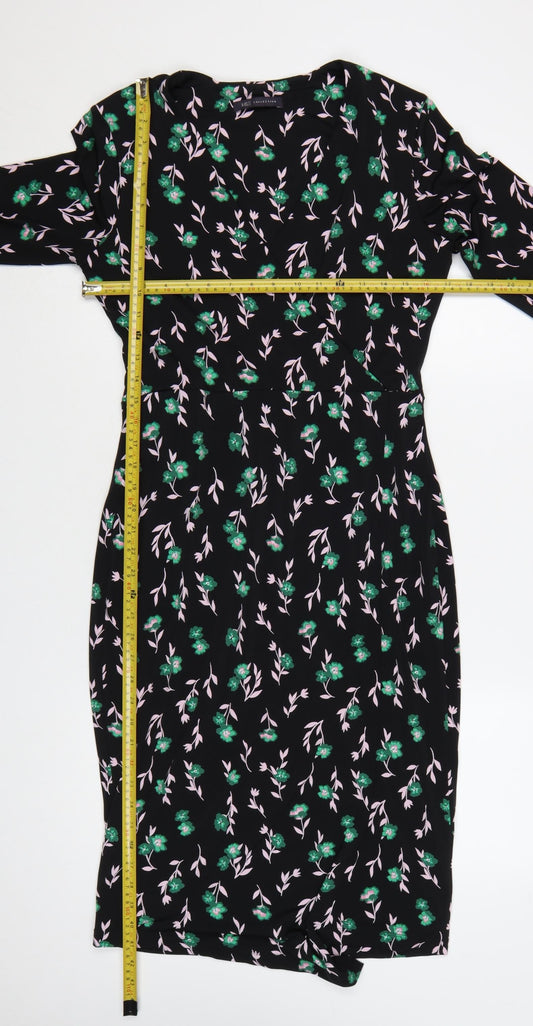 Marks and Spencer Womens Black Floral Bodycon Dress Size 10