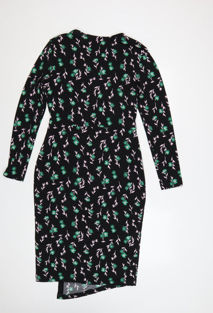 Marks and Spencer Womens Black Floral Bodycon Dress Size 10