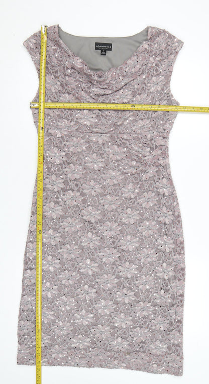 Connected Apparel Women's Pink Sequin Lace Sheath Dress Size 12