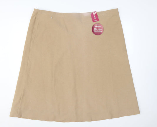 Bonmarché Women's Beige A-Line Knee Length Skirt Size 24