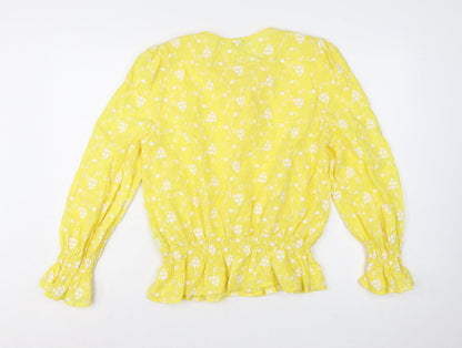 Ghost Women’s Yellow Floral Embroidered Cotton Tunic Blouse XL