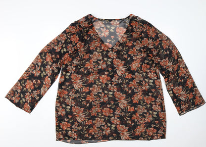 Marks and Spencer Women's Multicoloured Floral Beaded Tunic Blouse Size 22
