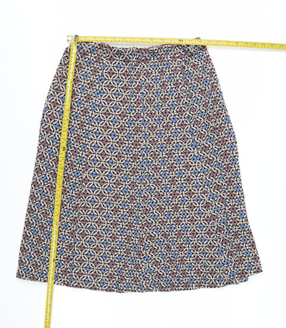 Marks and Spencer Women's Multicoloured Geometric Midi A-Line Skirt Size 12