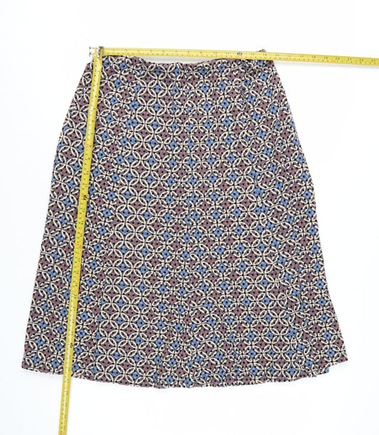 Marks and Spencer Women's Multicoloured Geometric Midi A-Line Skirt Size 12
