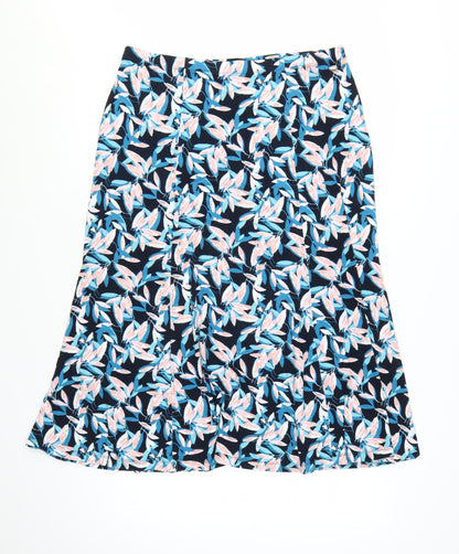 TIGI Womens Multicoloured Floral A-Line Midi Skirt Size 14 Stretch Viscose Jersey