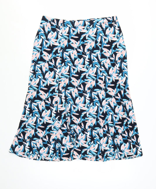 TIGI Womens Multicoloured Floral A-Line Midi Skirt Size 14 Stretch Viscose Jersey