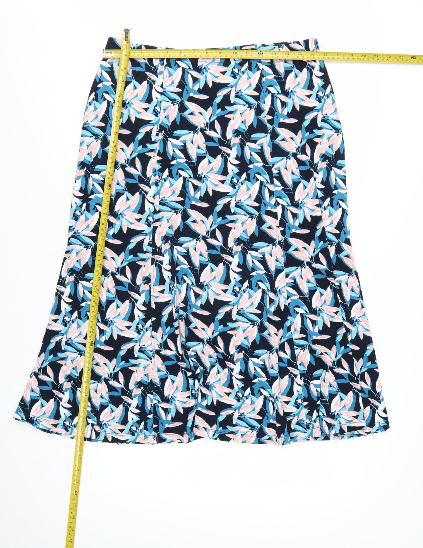TIGI Womens Multicoloured Floral A-Line Midi Skirt Size 14 Stretch Viscose Jersey