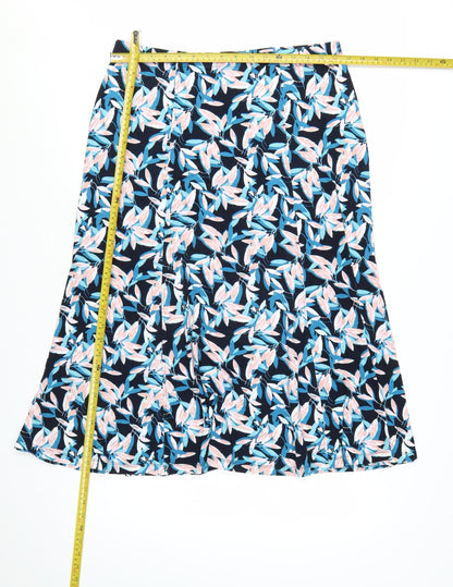 TIGI Womens Multicoloured Floral A-Line Midi Skirt Size 14 Stretch Viscose Jersey