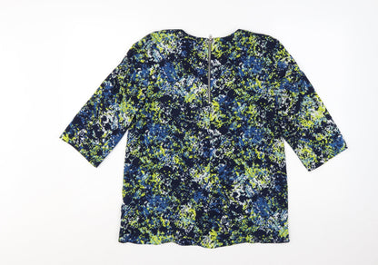 Warehouse Women's Multicoloured Size 12 3/4 Sleeve Tunic Blouse