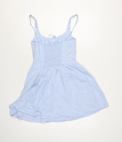 Bershka Women Blue Short Slip Dress Summer Size S