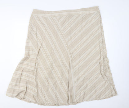 Bonmarché Women’s Beige Linen Blend A-Line Knee Length Skirt Size 24