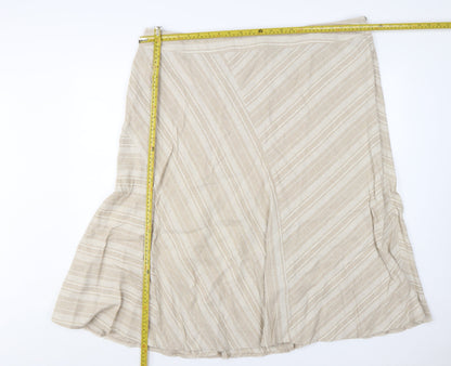 Bonmarché Women’s Beige Linen Blend A-Line Knee Length Skirt Size 24