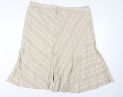 Bonmarché Women’s Beige Linen Blend A-Line Knee Length Skirt Size 24