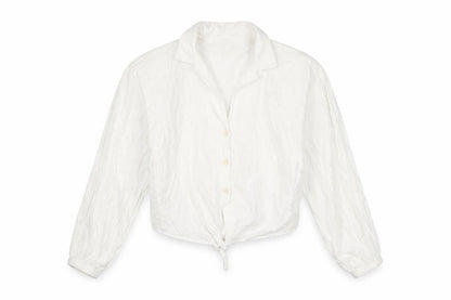 Topshop Petite White Cotton Cropped Button Blouse UK 6
