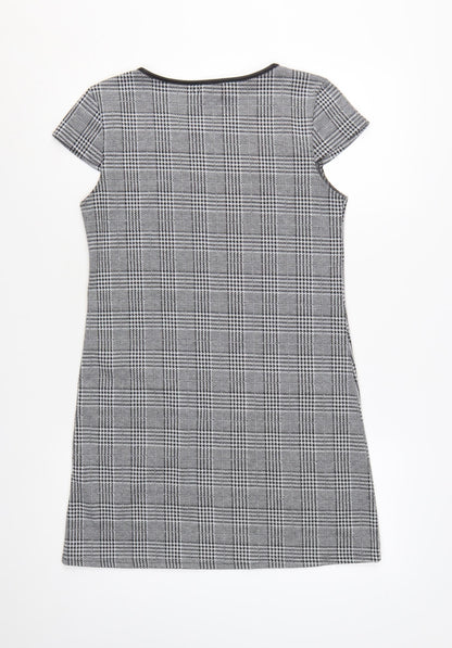 Paper Scissors Women’s Grey Check Shift Dress Size M Short Sleeve