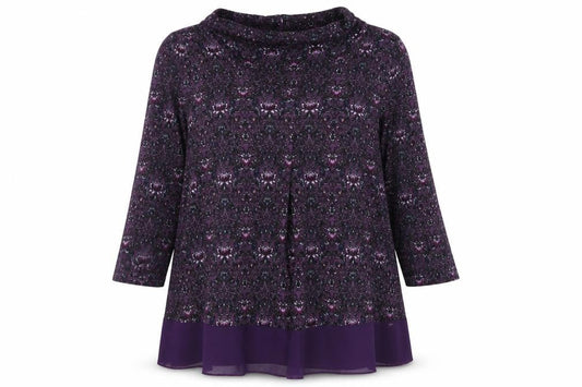 Sugar Crisp Women Purple Cowl Neck Tunic Jumper L