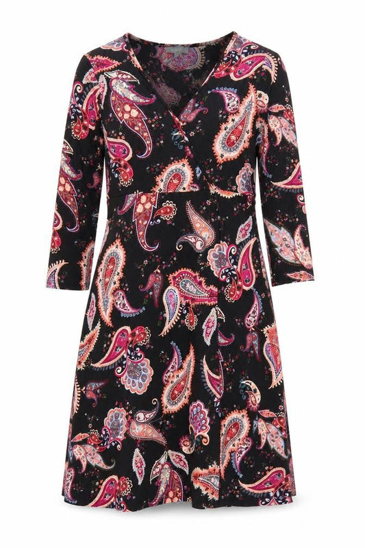 Front view of Principles Women’s Multicoloured Paisley Knee Length A-Line Dress, size UK 14