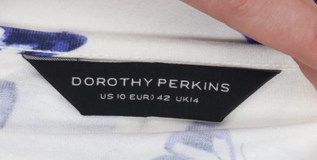 Dorothy Perkins Women’s White Butterfly Knee Length Fit & Flare Dress Size 14