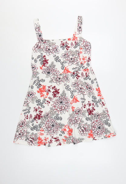 Dorothy Perkins Women’s White Floral A-Line Sleeveless Jersey Dress Size 14