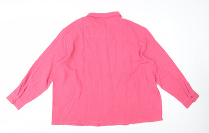 Damart Womens Pink Cotton Long Sleeve Button-Up Shirt Size 24