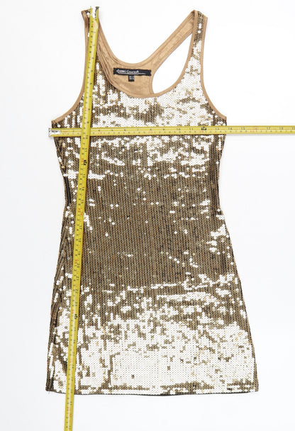 Evening Collection Women Gold Sequin Bodycon Dress Size 10