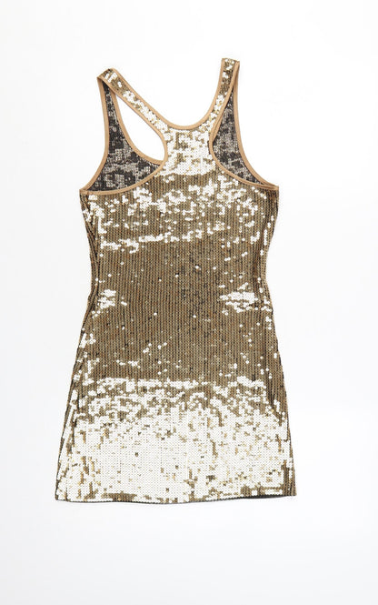 Evening Collection Women Gold Sequin Bodycon Dress Size 10