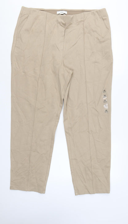 Marks and Spencer Women Beige Size 20 Regular Viscose Blend Trousers