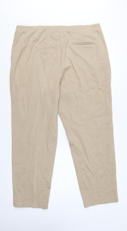 Marks and Spencer Women Beige Size 20 Regular Viscose Blend Trousers