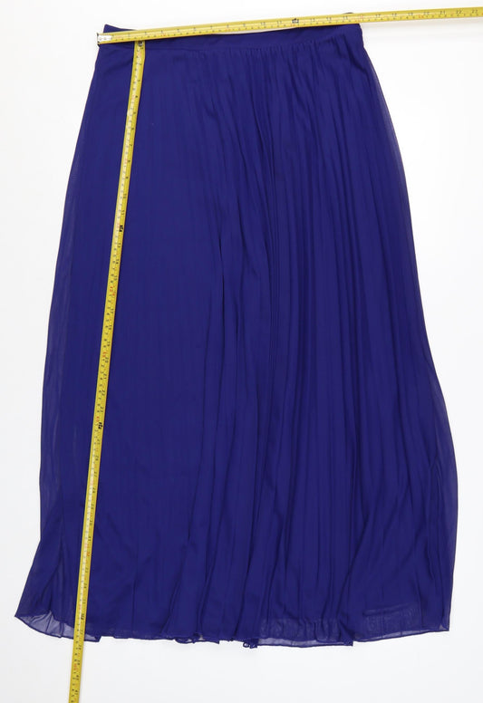 Dorothy Perkins Women's Blue Pleated Midi Skirt Size 14