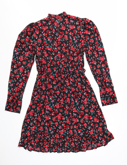 New Look Women’s Black Floral Knee Length Fit & Flare Dress Size 10