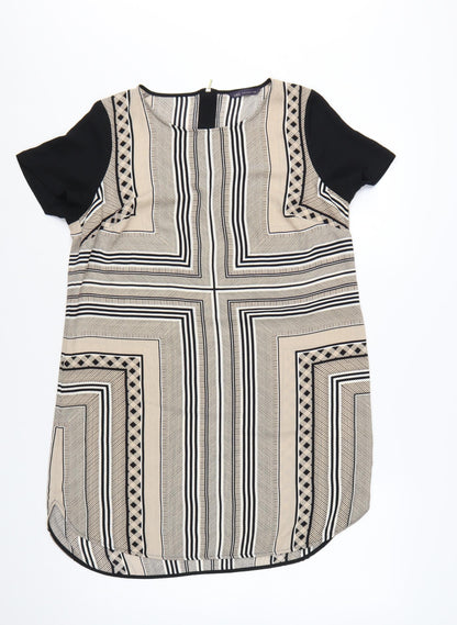 Marks and Spencer Women Beige Geometric Shift Dress Size 12