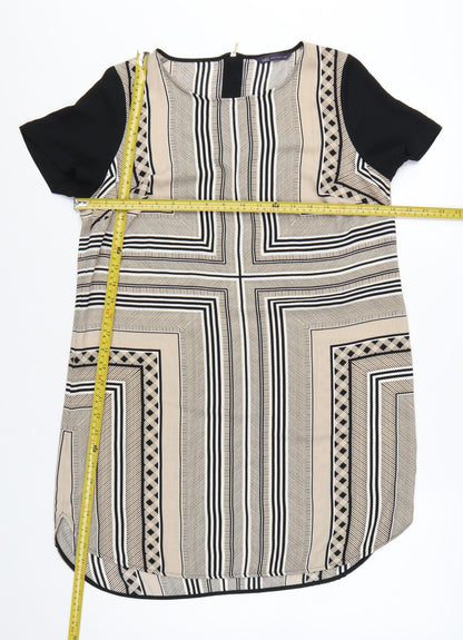 Marks and Spencer Women Beige Geometric Shift Dress Size 12