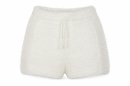 Miss Selfridge Women’s White Fluffy Knit Sweat Shorts Size S