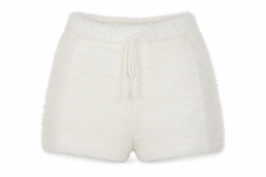 Miss Selfridge Women’s White Fluffy Knit Sweat Shorts Size S