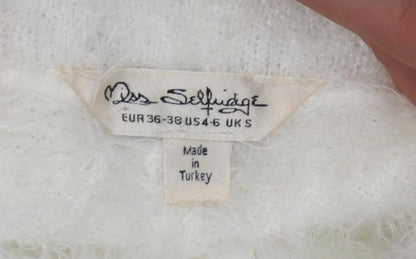 Miss Selfridge Women’s White Fluffy Knit Sweat Shorts Size S