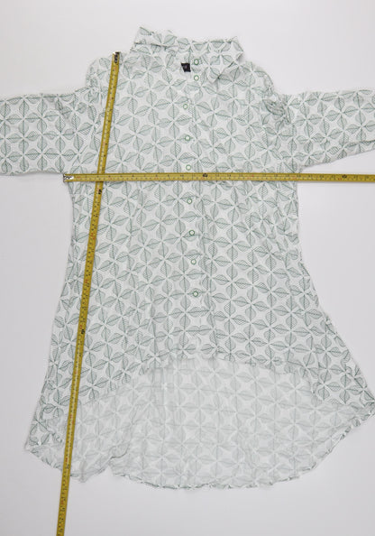 Klass Womens White Leaf Print Tunic Blouse Size 14 3/4 Sleeve
