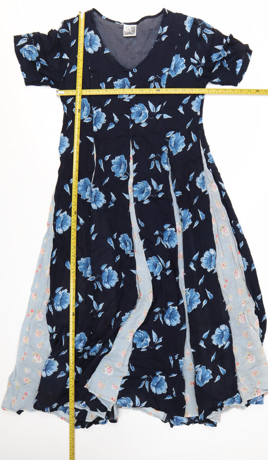 Phool Women’s Multicoloured Floral Midi A-Line Cotton Dress Size 10