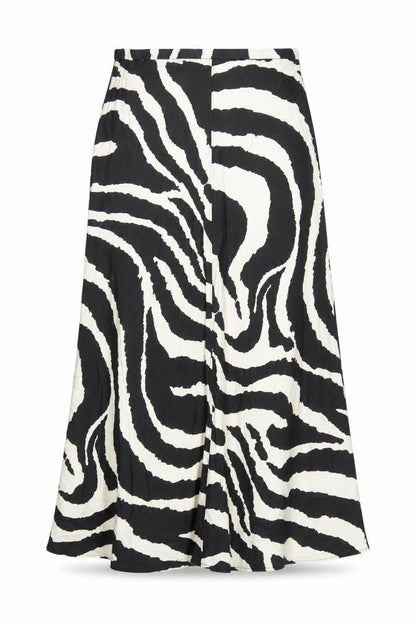 H&M Women's Black Animal Print A-Line Midi Skirt Size 14