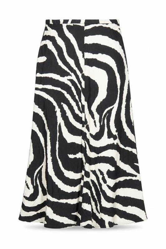 H&M Women's Black Animal Print A-Line Midi Skirt Size 14
